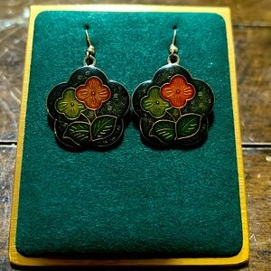 2 pairs of vintage Enamel Art Deco earrings.